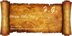 Hopp Géza névjegykártya