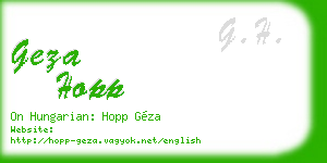 geza hopp business card